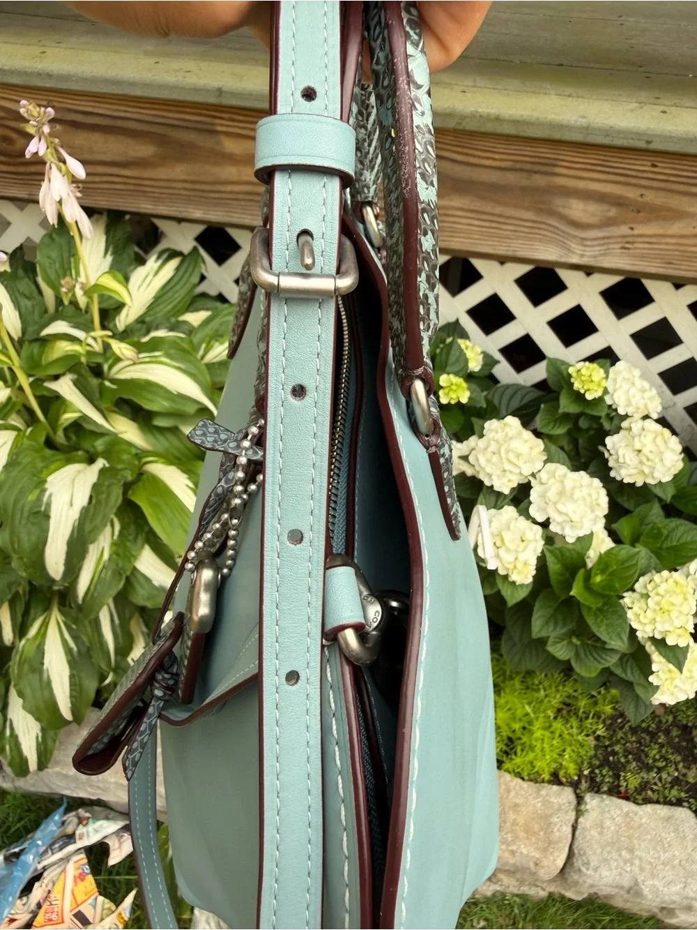 Coach Dakotah Crossbody Satchel Blue Snake 1941 Glovetanned Leather
